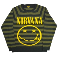 NIRVANA Striped Smiley セーター